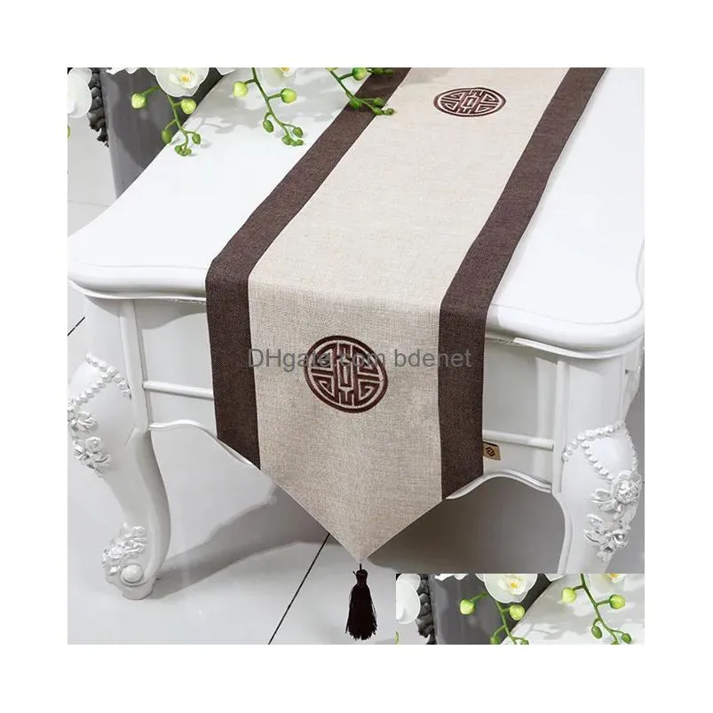 proud rose linen table runner decorative tablecloth chinese style rectangle table flag fashion household table mat customed y200421