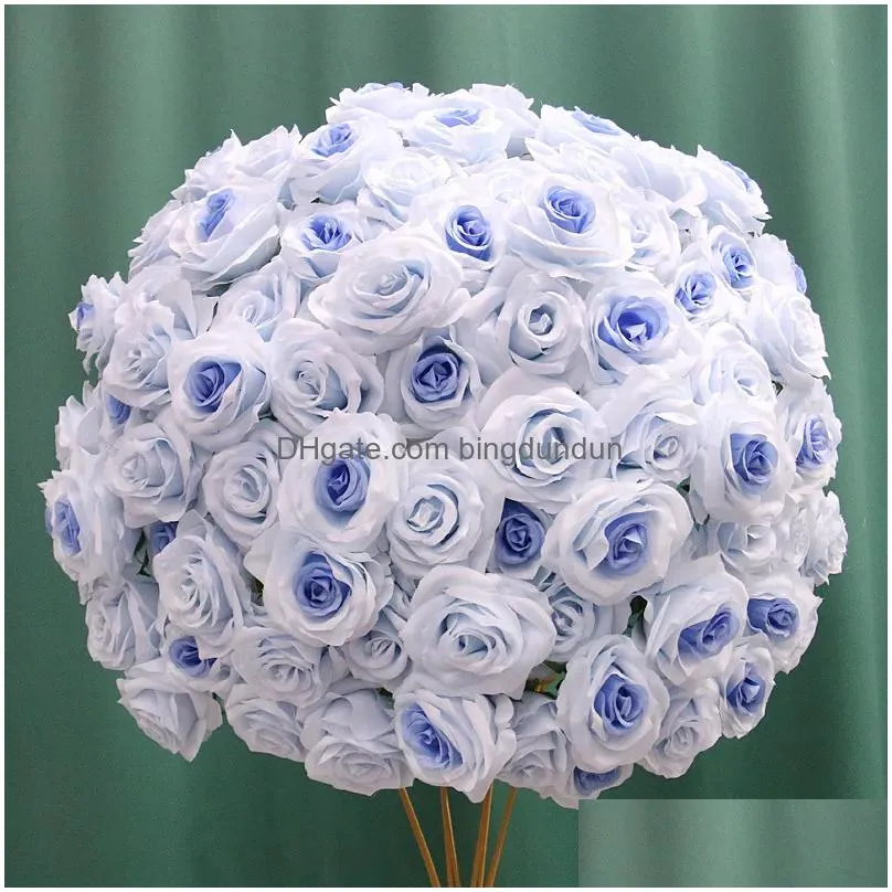 dried flowers luxury customized big 34 artificial flower ball rose bouquet arrangement for wedding table centerpieces road lead floral