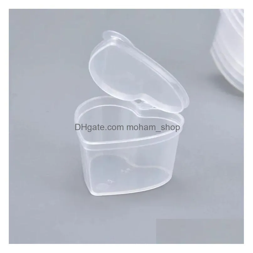 wholesale wholesale 45ml pp heart square shaped seasoning box disposable tasting cup salad sauce take-out packaging seasoning cup 0202