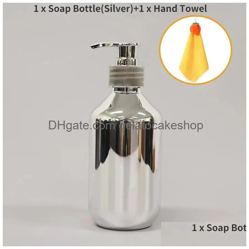 liquid soap dispenser 300ml bath hand dispensers kitchen gold chrome plastic lotion shampoo bottles rust proof boston round shower gel container