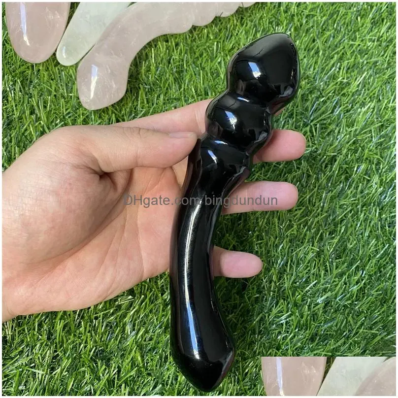 decorative objects 1pc good quality natural rose quartz yoni wands gemstone crafts pleasure wand body hand massage wood magic stone ornament gifts