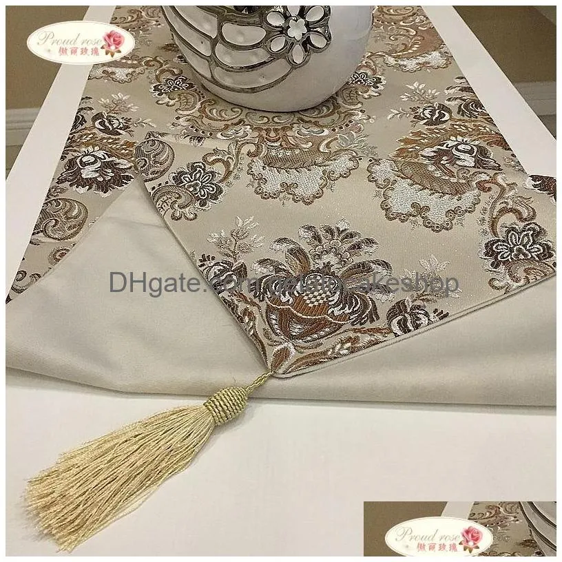 proud rose luxury table runner coth european jacquard bed flag fashion household adornment supplies 220615