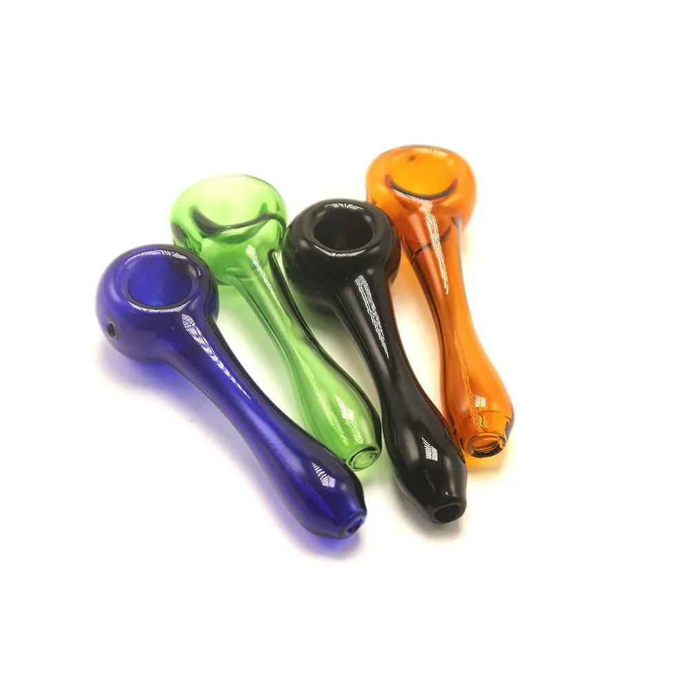 csyc y072 smoking pipe about 10.5cm length spoon glass pipes tobacco dry herb full color