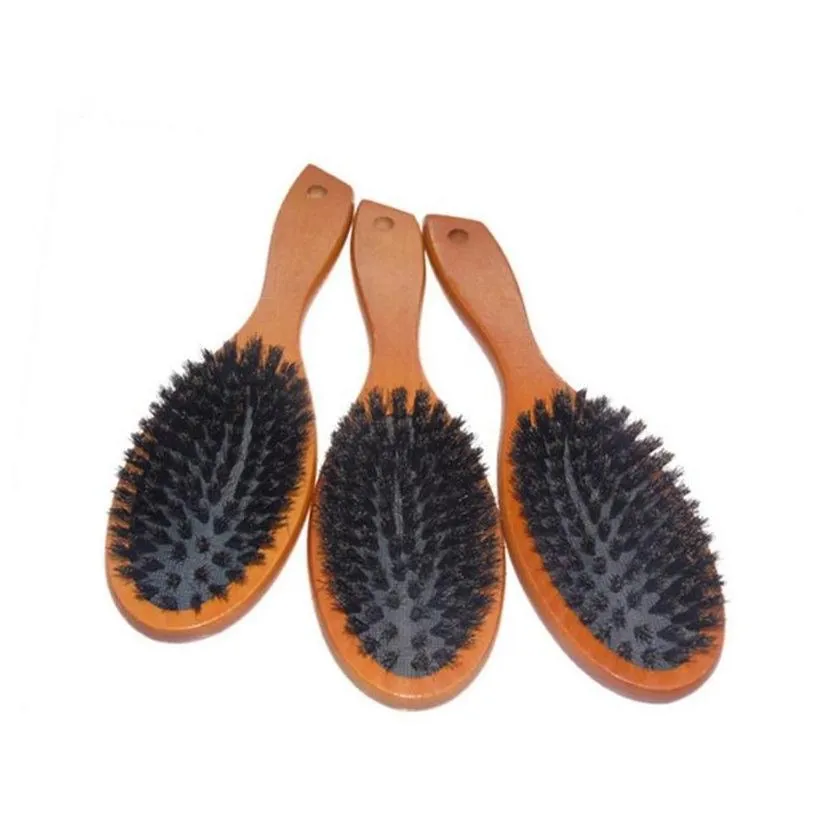 hair brushes natural boar bristle hairbrush mas comb anti-static scalp paddle brush beech wooden handle styling tool for mens drop del