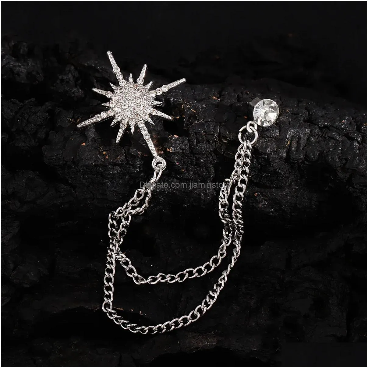 shining star personality trend sunflower diamond brooch female minimalist chain pendant set