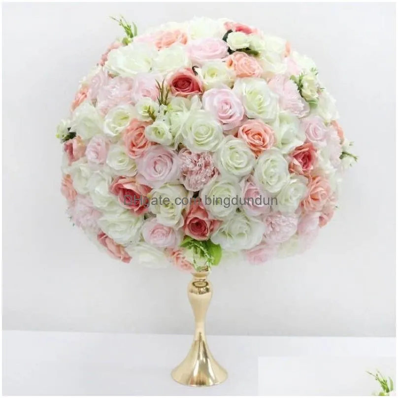 dried flowers luxury customized big 34 artificial flower ball rose bouquet arrangement for wedding table centerpieces road lead floral