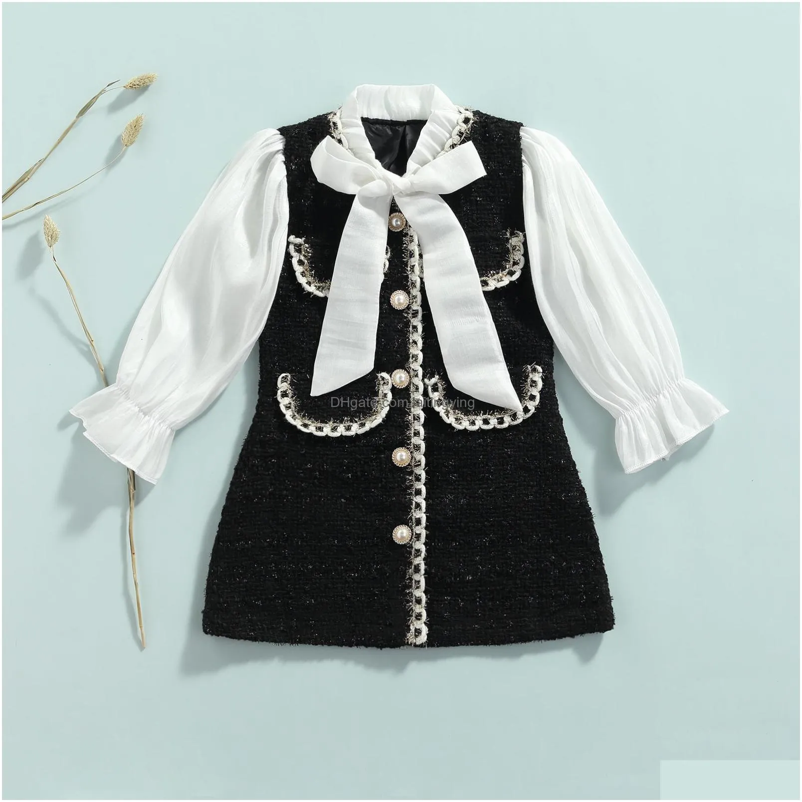girl s dresses 1 6y kids girls autumn dress fashion baby long sleeve pearls single breasted party princess children clothes 230814