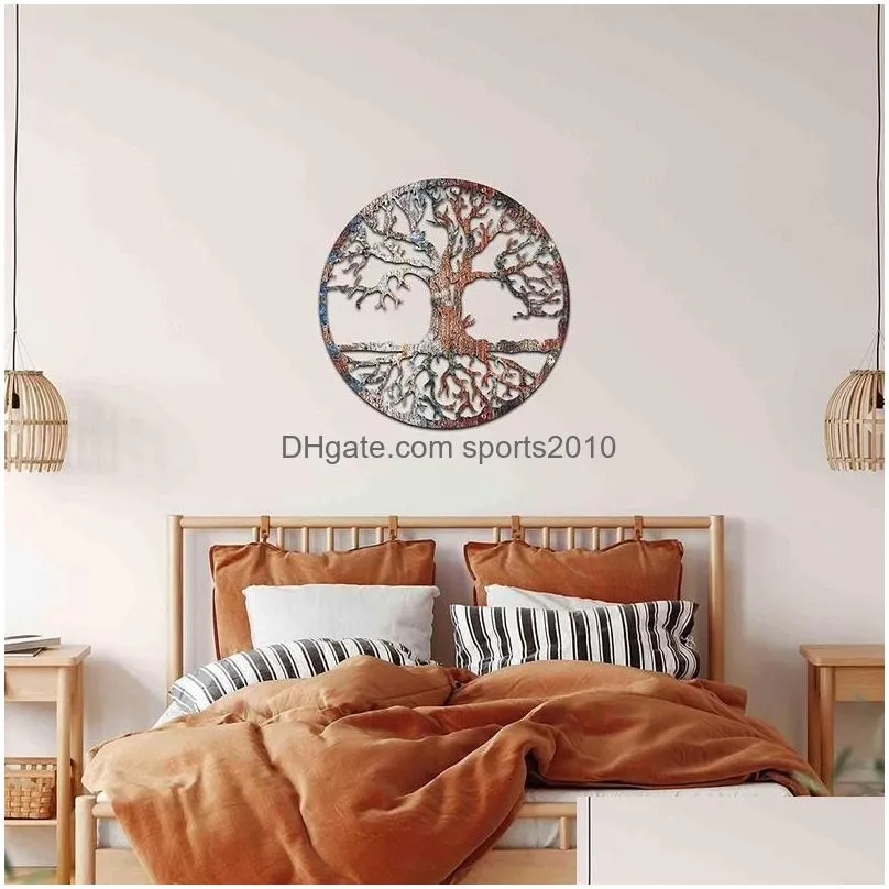 other event party supplies 3d metal tree of life wall decoration round iron art home wall hanging decorations tree of life wall ornaments sculpture gifts
