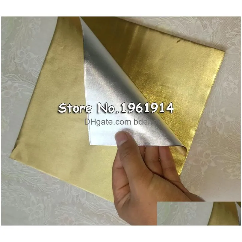 100 sheets 20x20cm gold aluminium foil wrapper paper wedding chocolate paper candy wrapping paper sheets 220420