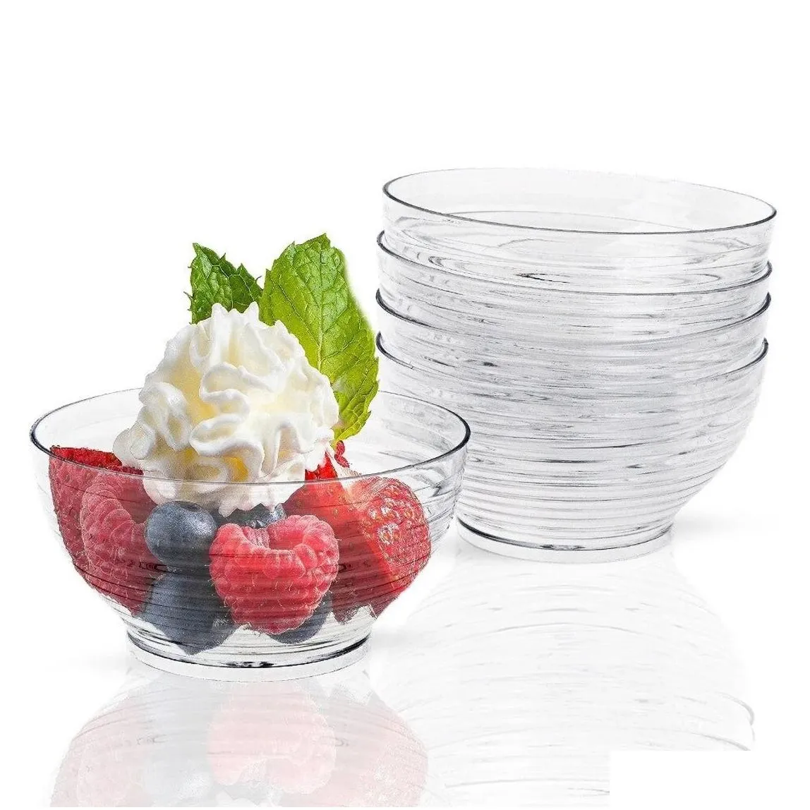 40 pieces - party supplies disposable plastic tableware 2oz/2.8x1.4in60ml/72x35mm mini dessert bowl