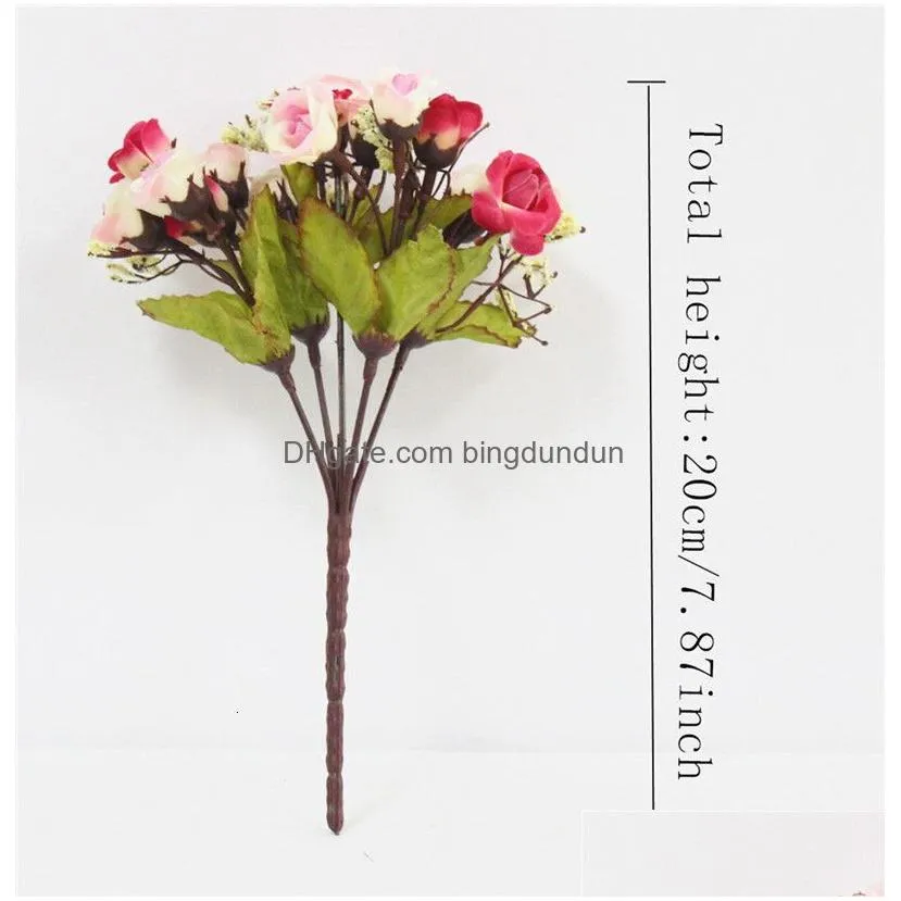 dried flowers autumn 15 headsbouquet small bud roses bract silk artificial flower diy wedding home christmas decor floral gifts po props