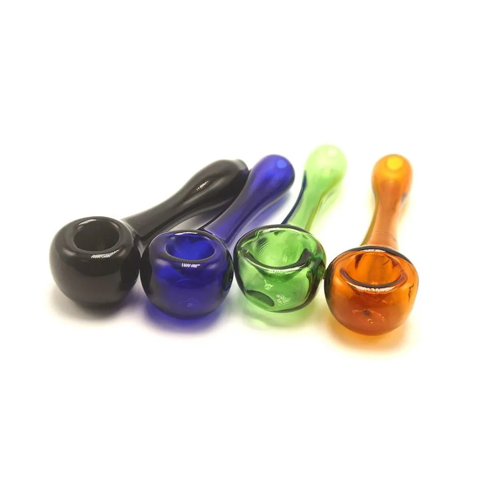 csyc y072 smoking pipe about 10.5cm length spoon glass pipes tobacco dry herb full color