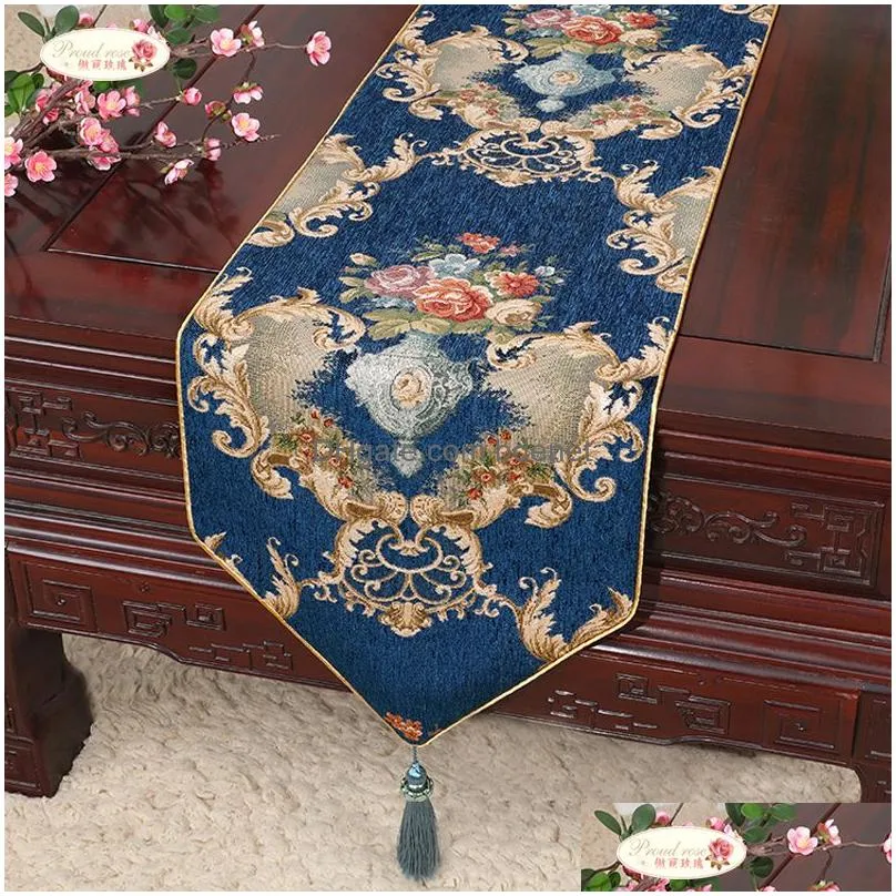 proud rose european chenille runner decor custom tea table cloth high-grade bed flag pendant y200421