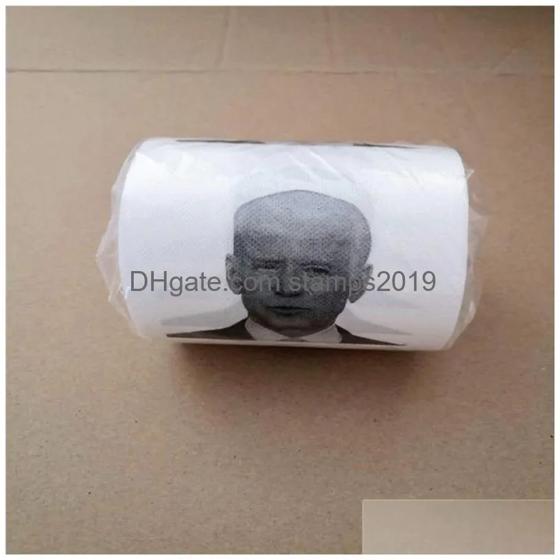 novelty joe biden toilet paper napkins roll funny humour gag gifts kitchen bathroom wood pulp tissue printed toilets papers napkin dbc