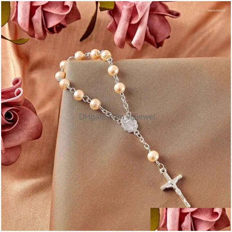 charm bracelets 30pcs baptism rosary beads finger rosaries faux pearls for favors christening communion
