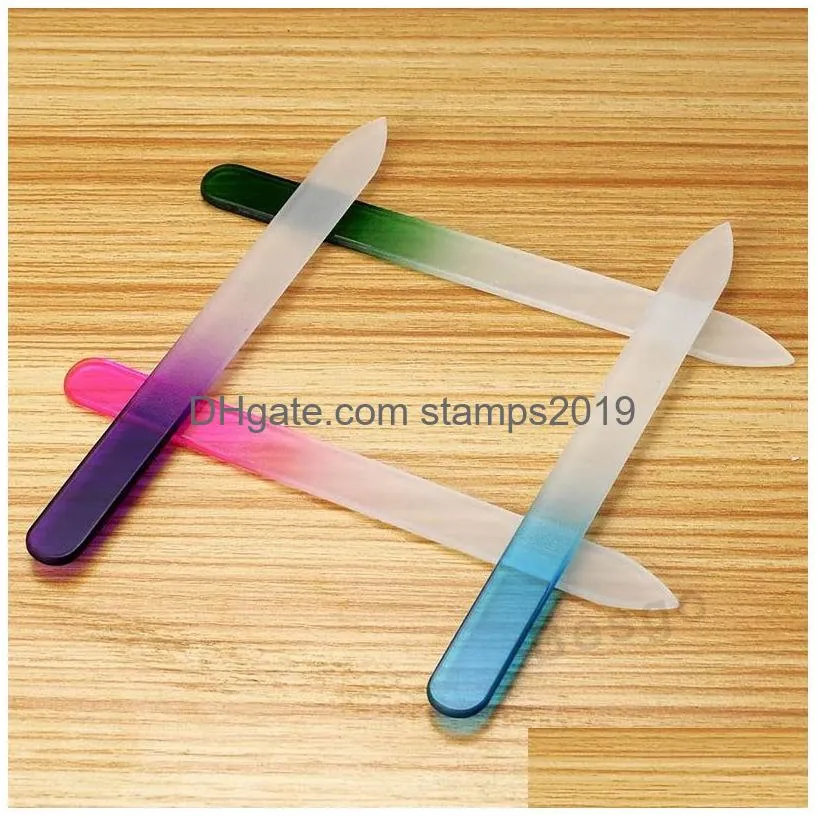 colorful glass nail files durable glass crystal file nail buffer nail care nails art tool for 9cm 14cm manicure uv polish tool dbc