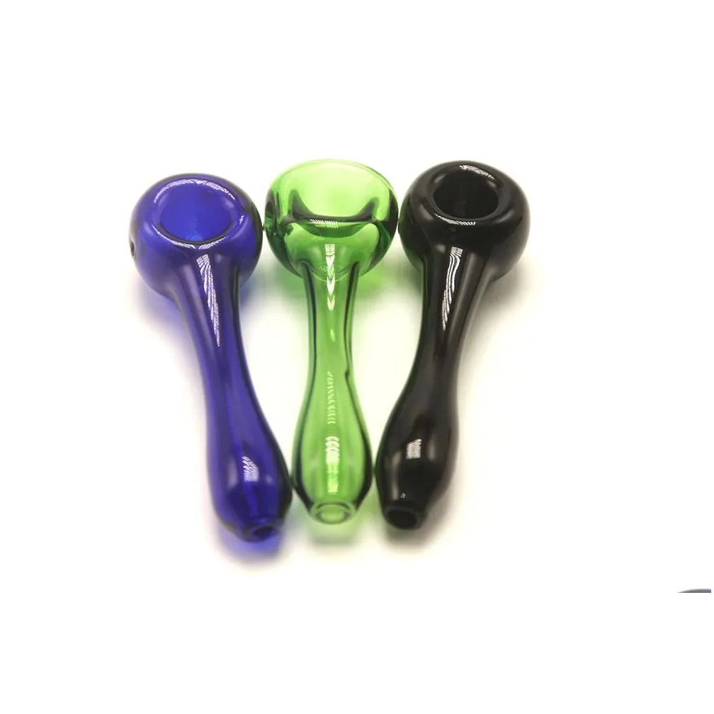 csyc y072 smoking pipe about 10.5cm length spoon glass pipes tobacco dry herb full color