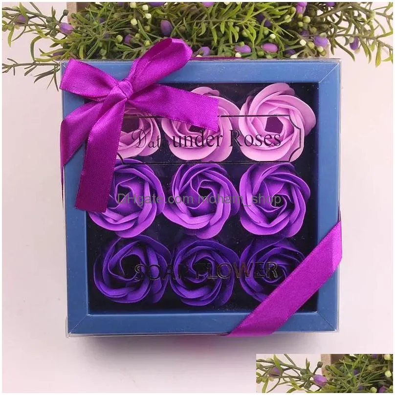 valentine day gifts 9 pcs soap flower rose box wedding birthday day artificial soap rose gift valentines day decoration fy3508 911