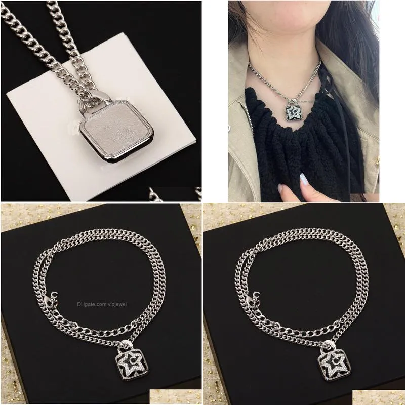 2024 luxury quality charm pendant necklace with diamond and chain design black color in 18k gold plated have stamp box ps3924a