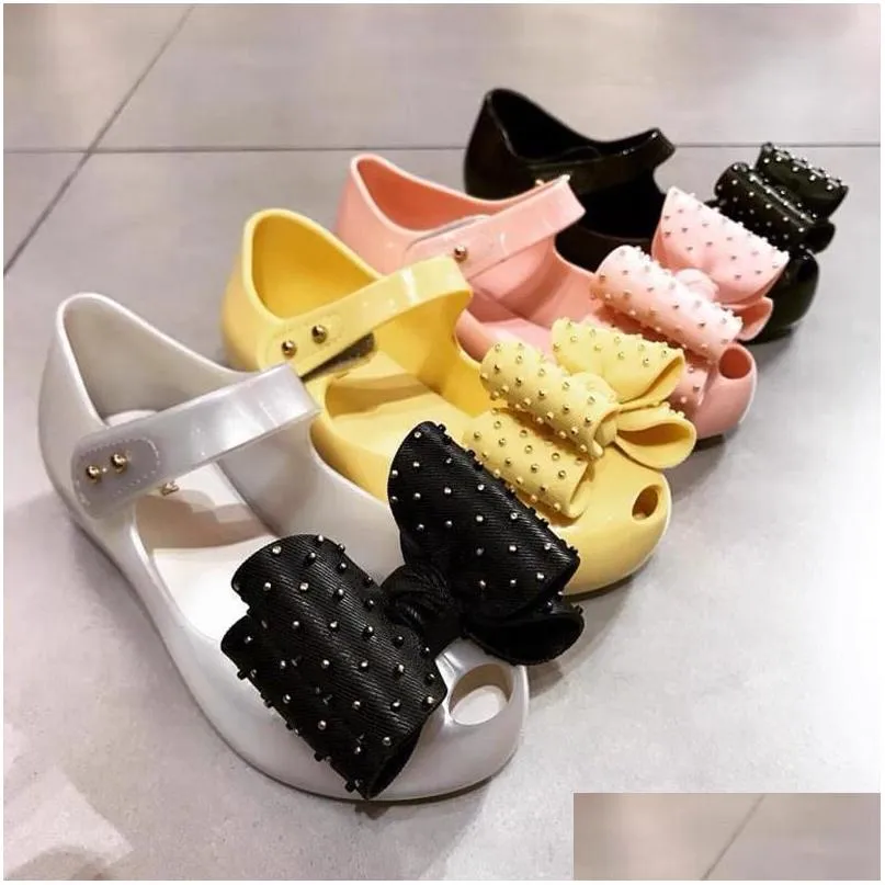 mini melissa big bow jelly shoes girl s fashion sister summer sandals kids high quality princess beach hmi045 220525