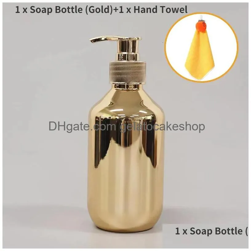 liquid soap dispenser 300ml bath hand dispensers kitchen gold chrome plastic lotion shampoo bottles rust proof boston round shower gel container