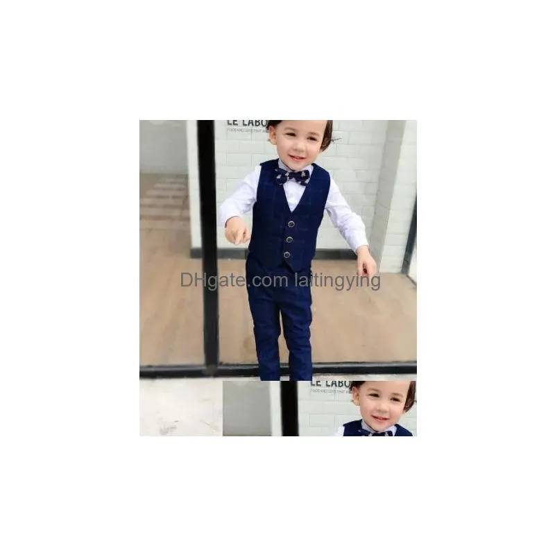 suits vest blazer pants kids child boys sets formal costume gentleman blazers suit boy children wedding party clothing 221205