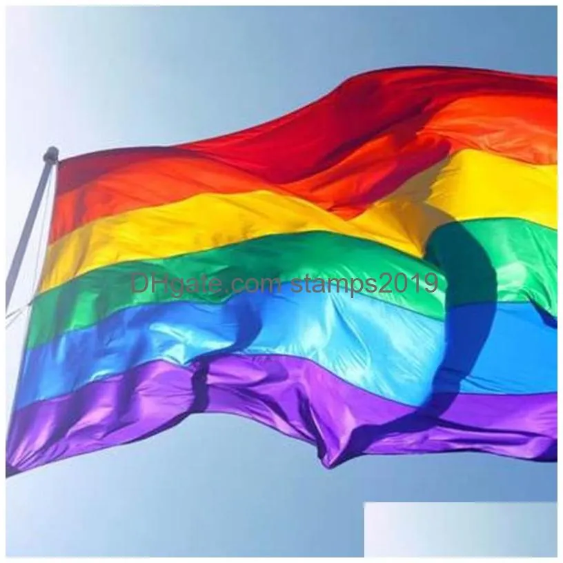 90x150cm gay pride rainbow banner transgender lesbian lgbt rainbow banner polyester flags party supplies decoration rainbow flag bh2016