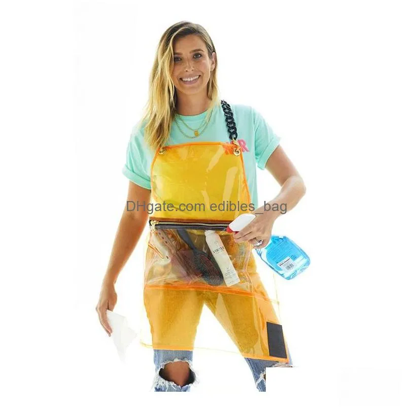 aprons fashion transparent work waterproof with pocket trendy barber hair nail stylist accessorie women men uniform kitchen 230207