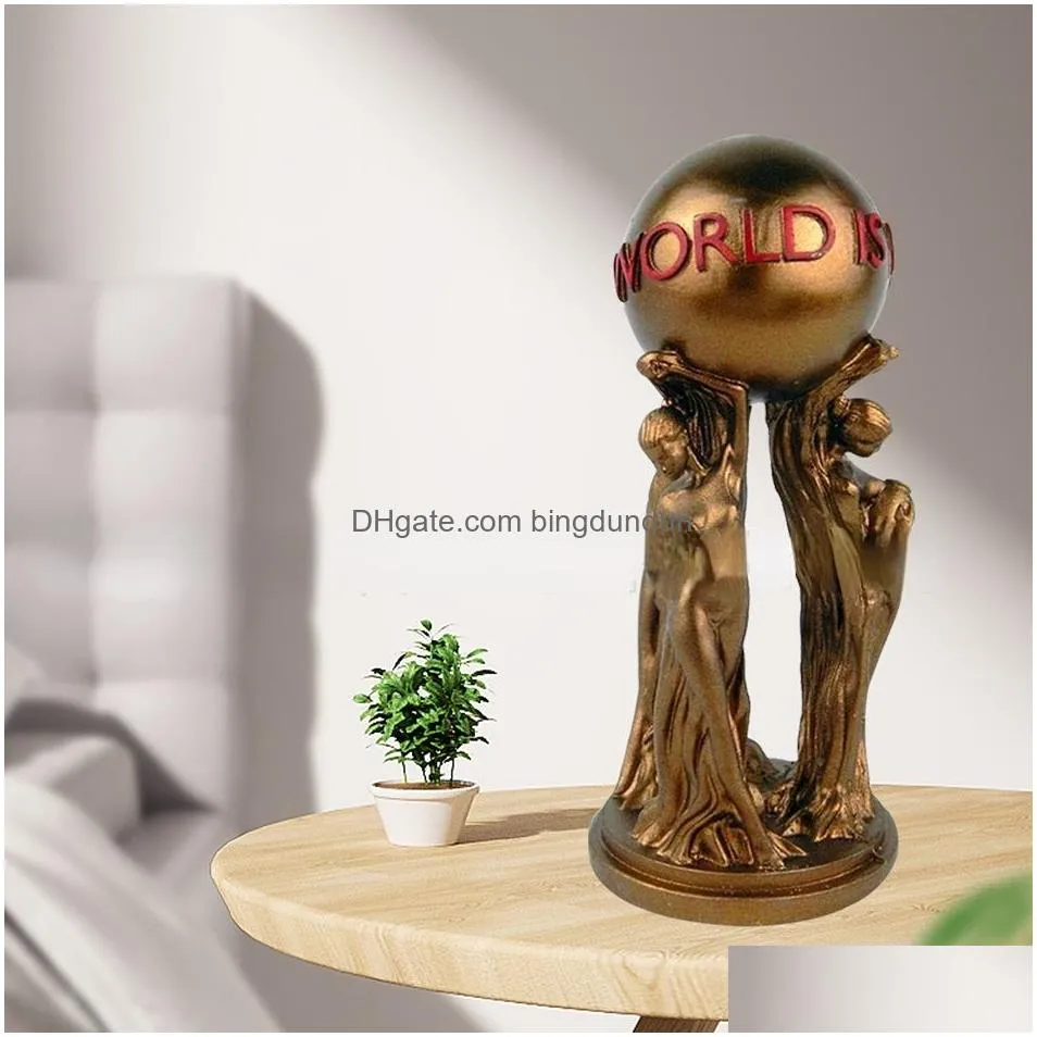 decorative objects figurines the world is yours statue resin champion sculpture trophy office home decor for birthdays graduations housewarming