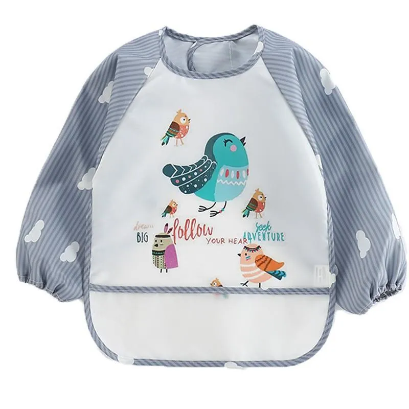 baby dinner cover-up summer waterproof bib baby food rice pocket boys and girls children long-sleeved apron reverse dress