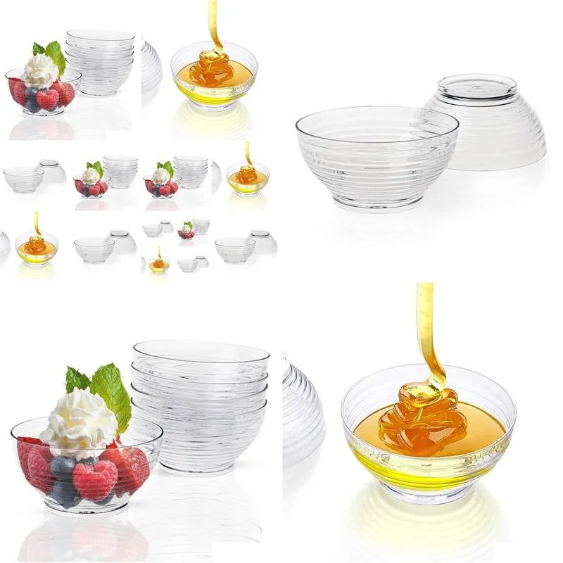 40 pieces - party supplies disposable plastic tableware 2oz/2.8x1.4in60ml/72x35mm mini dessert bowl