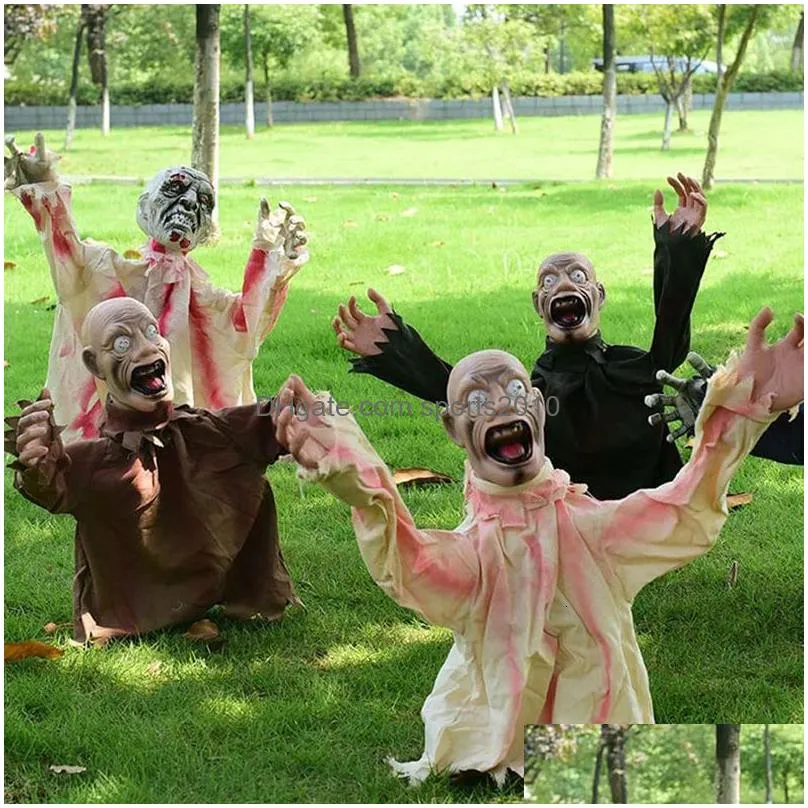 other event party supplies halloween swing ghost sound control decoration ground plug-in ghost horror props halloween outdoor garden haunted house decor