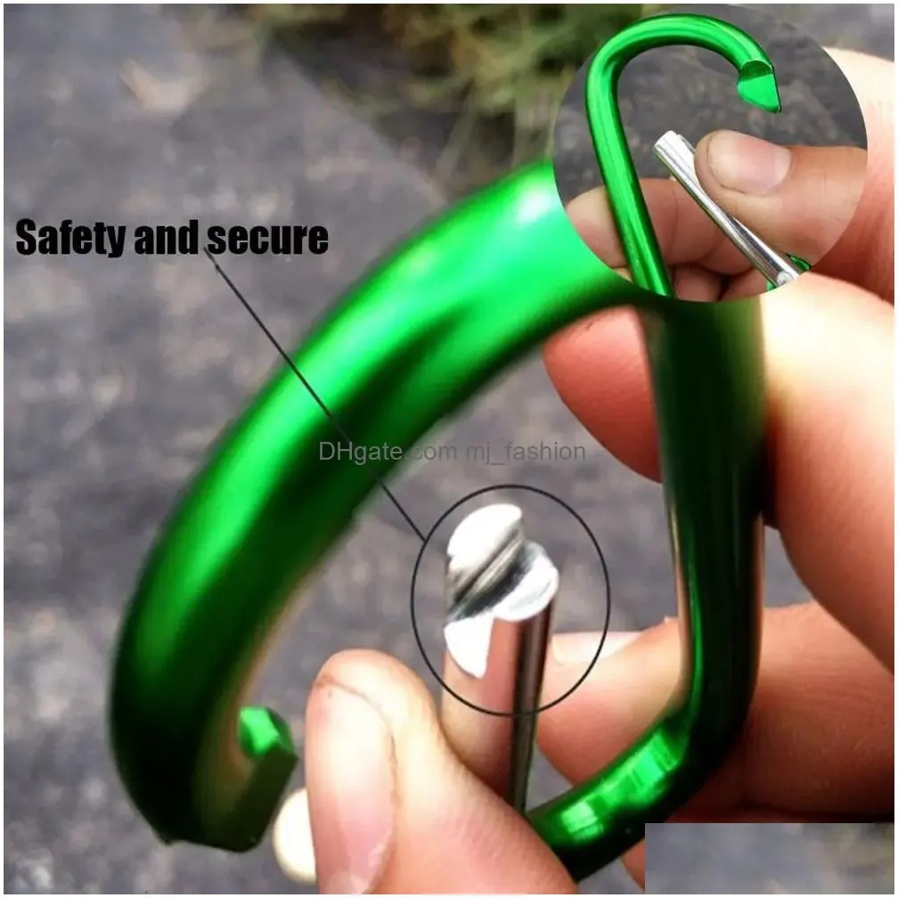 100pcs/lot colorful aluminium alloy climbing buckle keychain carabiner safety buckle hook outdoor camping hiking tools random 240124