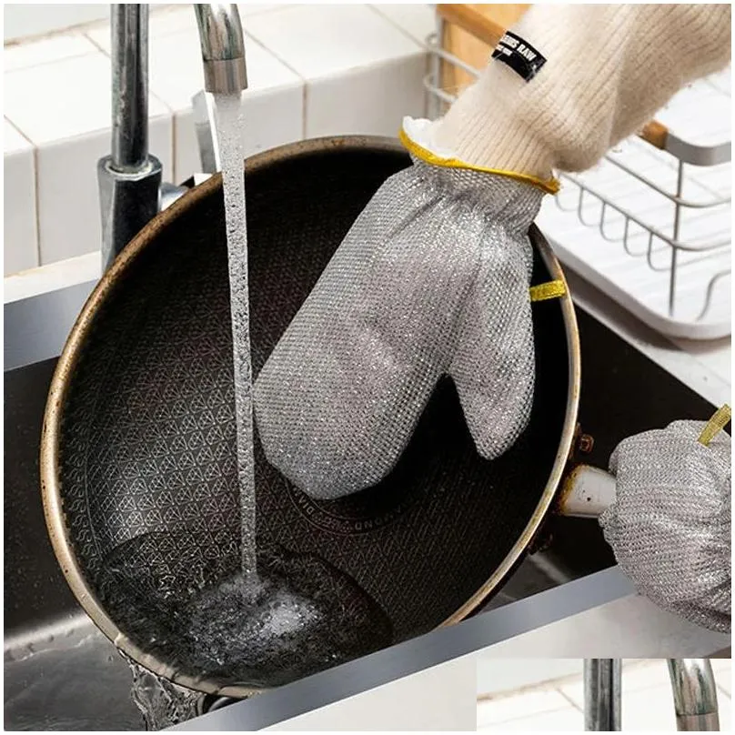  rust removal cleaning cloth kitchen magic dishwashing towel metal steel wire cleaning rag microwave stove clean tools dish cloth