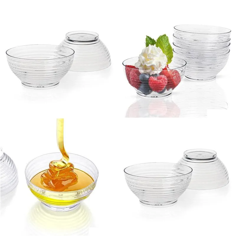 40 pieces - party supplies disposable plastic tableware 2oz/2.8x1.4in60ml/72x35mm mini dessert bowl