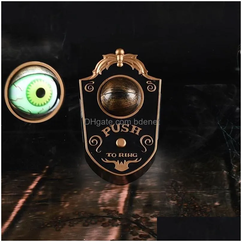 1 pcs halloween horror one-eyed doorbell haunted house door decoration burning eyes scare voice electric horror doorbell y201006