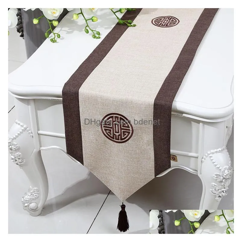 proud rose linen table runner decorative tablecloth chinese style rectangle table flag fashion household table mat customed y200421