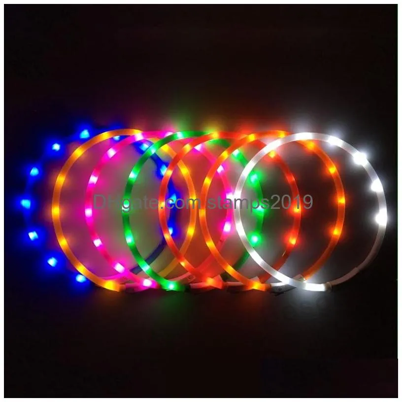 led pet dog collar rechargeable usb adjustable flashing cat puppy collar safety in night fits all pet silicone dogs collars dbc bh2855