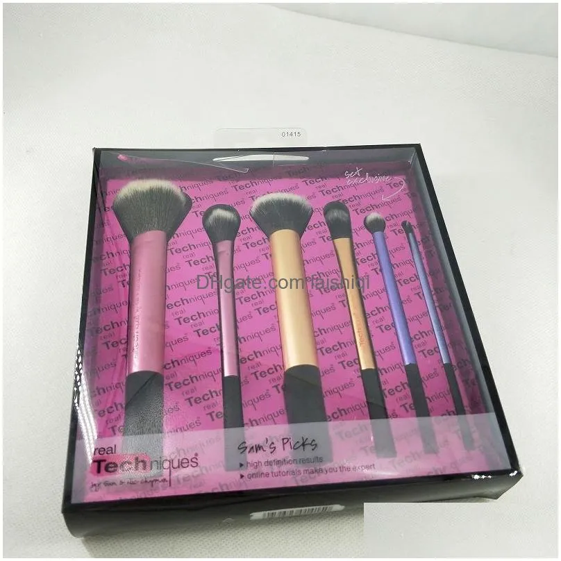 brand real makeup brushes starter kit sculpting powder sams picks blush foundation flat cream brushes set