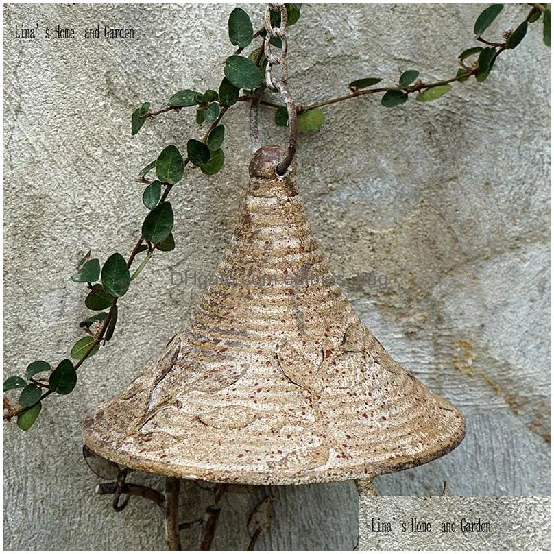 garden decorations decor rustic vintage country handmade metal hang bird water feeder tray 230715