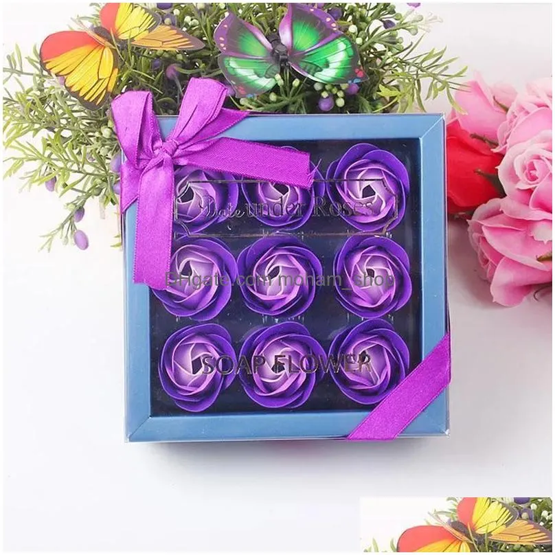 valentine day gifts 9 pcs soap flower rose box wedding birthday day artificial soap rose gift valentines day decoration fy3508 911