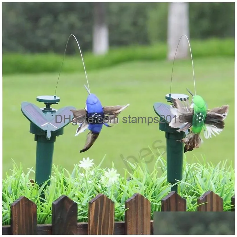 solar power dancing flies butterflies garden decorations fluttering vibration fly hummingbird flying birds yard funny toys dbc bh2928