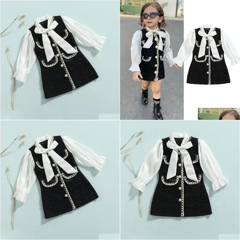 girl s dresses 1 6y kids girls autumn dress fashion baby long sleeve pearls single breasted party princess children clothes 230814