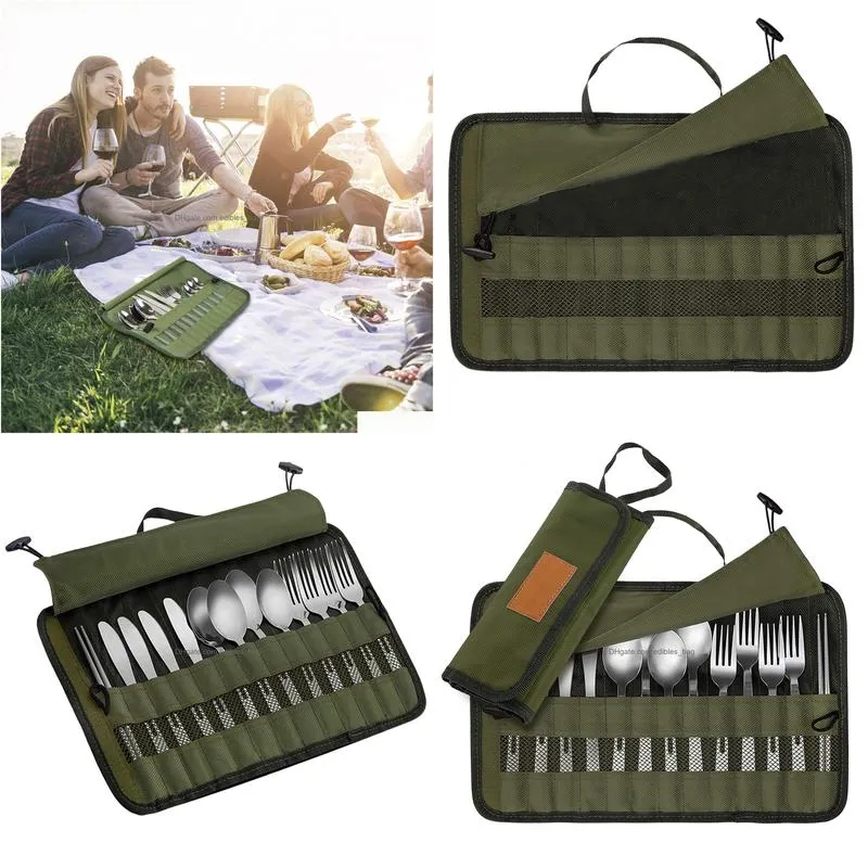 dinnerware sets portable tableware bag cutlery storage travel packaging box picnic fork spoon knife pouch without 230428