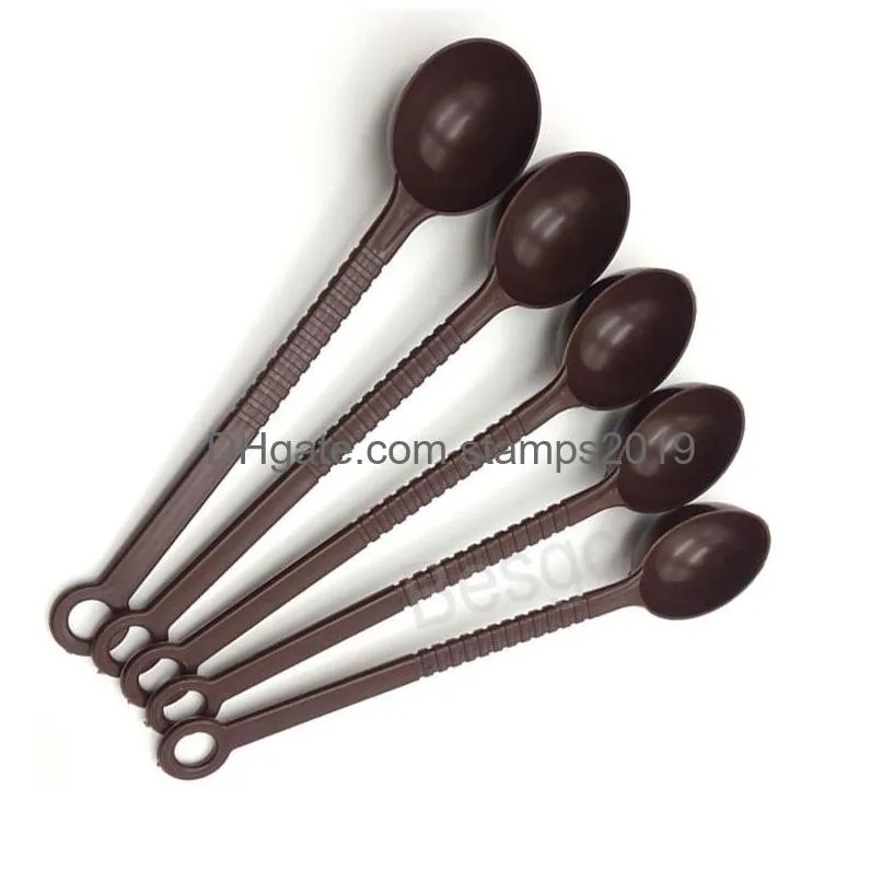 10g plastic measuring spoon coffee stir spoons ice-cream dessert spoon long handle juice milk tea stirrers scoop kitchen tools bh6136