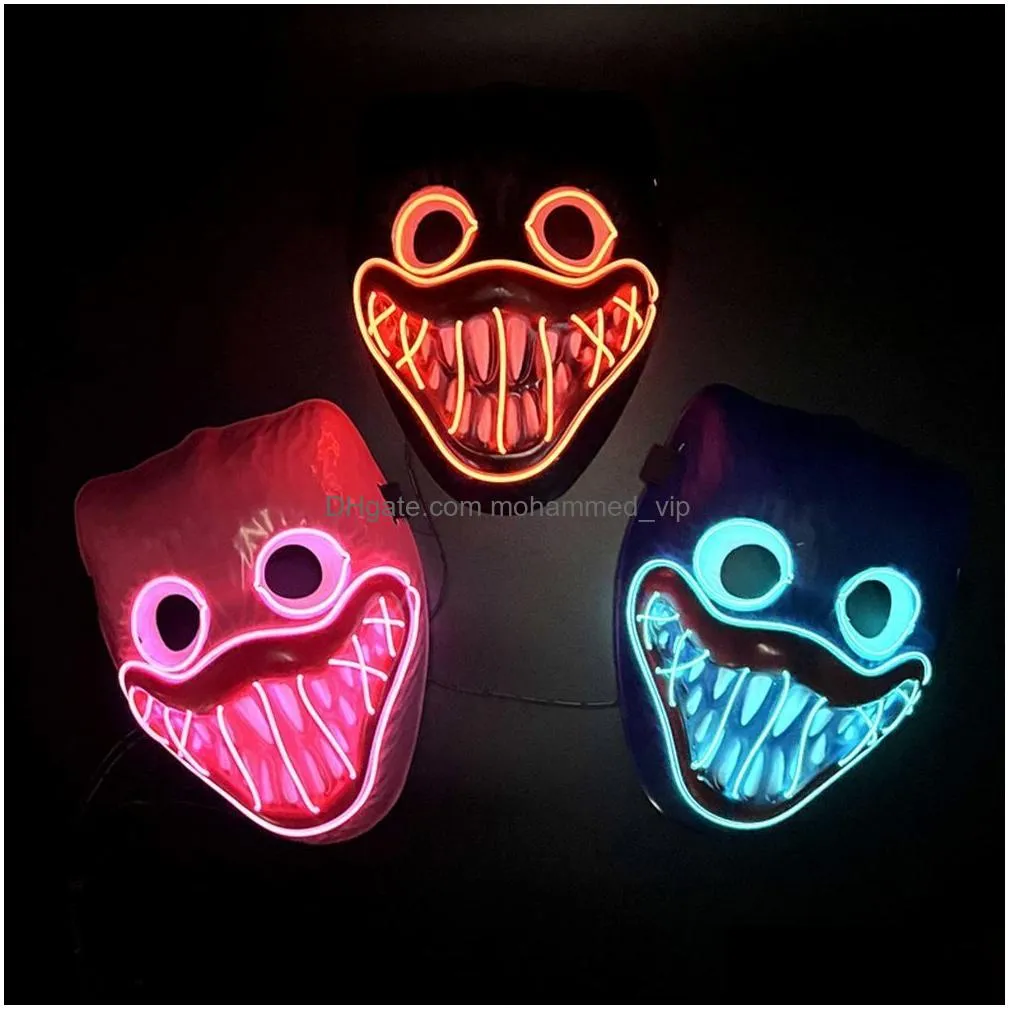 halloween neon led purge mask masque masquerade party light luminous in the dark funny cosplay costume supplies rrb15986