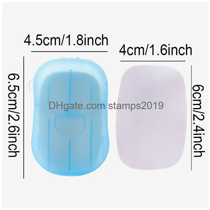 20 pcs/set disposable boxed soap paper portable aromatherapy hand wash bath travel mini soap box soap base bathroom accessories bh2266