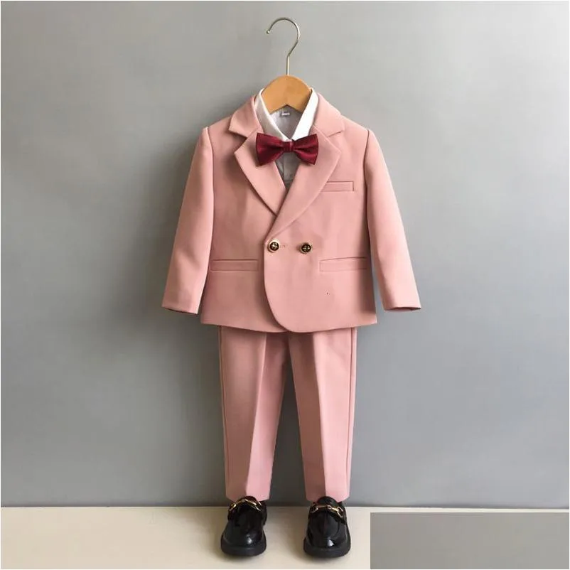 suits boys spring and autumn formal suit set children wedding birthday party costume british kids blazer shirts pants clothes 221205
