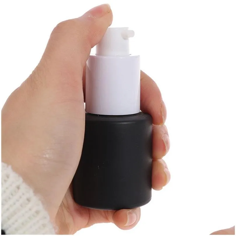 wholesale black frosted glass cosmetic bottle empty cream jars spray lotion pump bottles refillable container with wood grain plastic