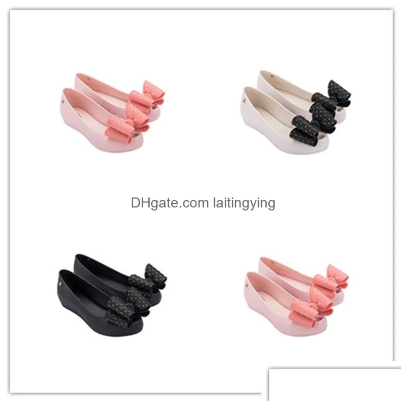 mini melissa big bow jelly shoes girl s fashion sister summer sandals kids high quality princess beach hmi045 220525